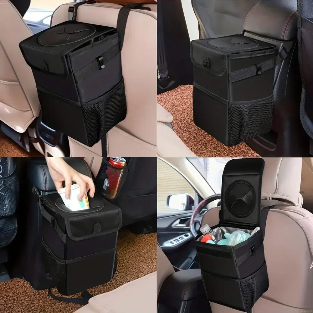 Poubelle de voiture pliable anti-déversement - 360 °   Support rotatif avec sac en maille anti-odeur, organisateur SUV/camion pour les voyages sur route