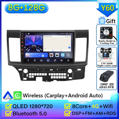 Autoradio Android 14 pour Mitsubishi Lancer 10 CY 2007-2017 Android 15 Navigation GPS Android Auto stéréo Carplay écran No 2din