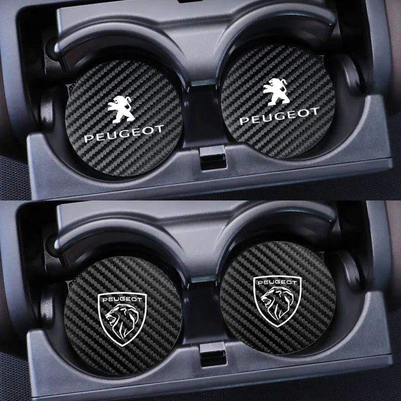 Tapis de tasse d'eau en cuir, 2 pièces, accessoires automobiles pour Peugeot 408 4008 308 3008 Rifter 5008 508 2008 208 301 RCZ 407 108