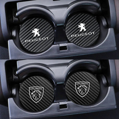 Tapis de tasse d'eau en cuir, 2 pièces, accessoires automobiles pour Peugeot 408 4008 308 3008 Rifter 5008 508 2008 208 301 RCZ 407 108