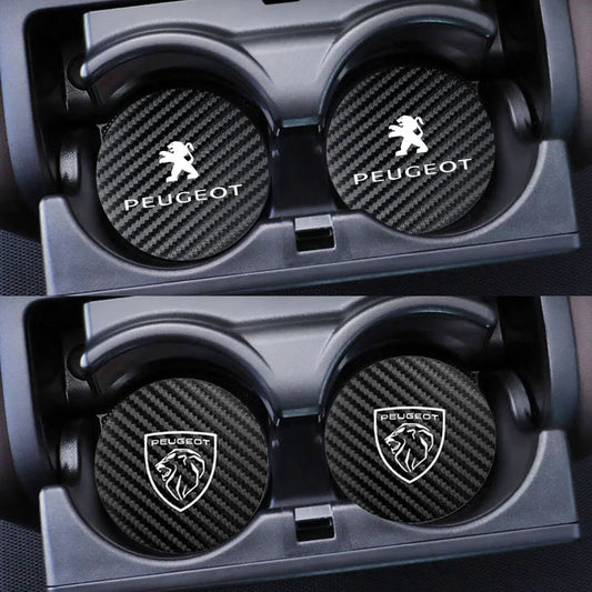Tapis de tasse d'eau en cuir, 2 pièces, accessoires automobiles pour Peugeot 408 4008 308 3008 Rifter 5008 508 2008 208 301 RCZ 407 108