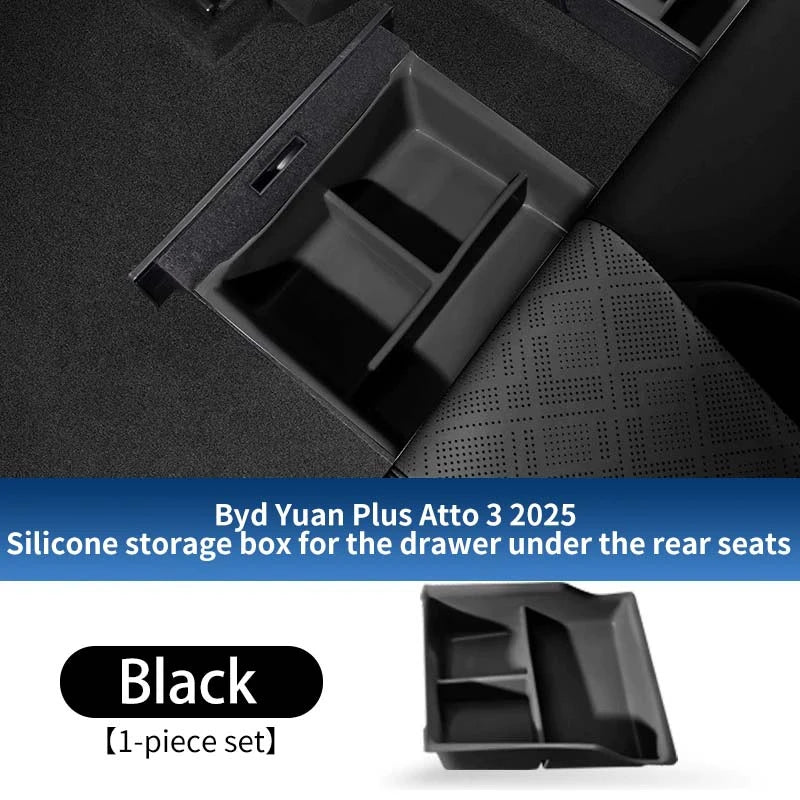 Pour Byd Yuan Plus Atto 3 2025 Console centrale de voiture boîte de rangement inférieure résistant aux rayures étui d'organisation en Silicone accessoires