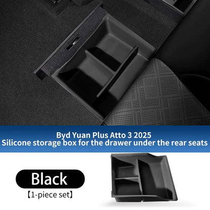 Pour Byd Yuan Plus Atto 3 2025 Console centrale de voiture boîte de rangement inférieure résistant aux rayures étui d'organisation en Silicone accessoires