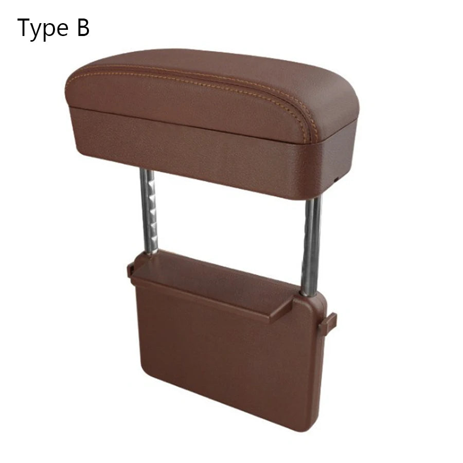 Leather Auto Car SUV Front Seat Side Gap Center Console Storage Box Organizer Pocket Adjustable Lifeable Armrest