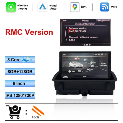 8 "CarPlay pour Audi Q3 2011-2018 RMC HNR autoradio Vedio multimédia stéréo DSP Android Auto écran tactile 4G WIFI Navigation GPS