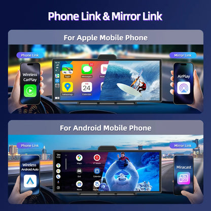 Imagebon amélioré 11,4′′ H70 Pro 4K ADAS Écran intégré pour voiture DVR sans fil CarPlay et Android Auto Vision nocturne GPS Caméra de tableau de bord