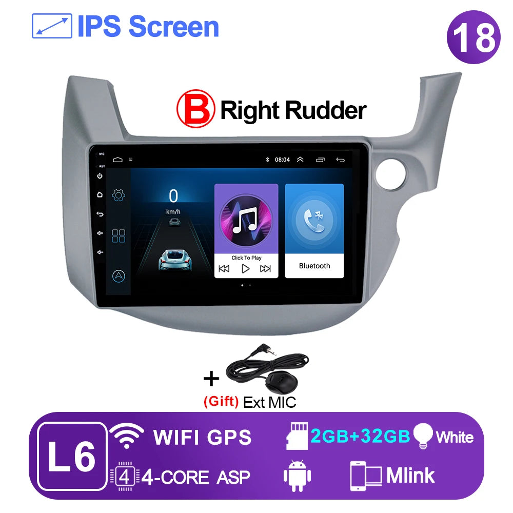 LEHX-Autoradio L6 Pro Android 14, 4G, Carplay, DVD, Stéréo, 2 DIN, Unité Centrale, Limitation GPS, pour Voiture HONDA FIT JAZZ (2007-2013)