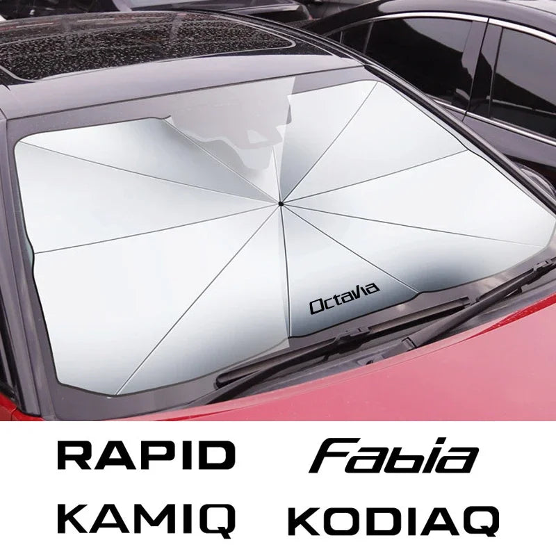 Pare-soleil de pare-brise de voiture, pare-soleil avant intérieur de voiture pour Skoda Octavia Fabia Rapid Superb Kodiaq Scala Karoq Citigo Kamiq Enyaq