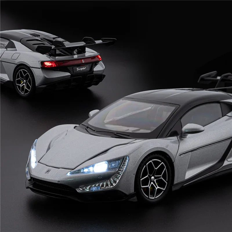 BYD Yangwang – modèle de voiture de sport électrique en alliage U9, en métal moulé sous pression, nouvelle énergie, modèle de véhicule de course, son et lumière, jouet pour enfants, cadeau, 1/24