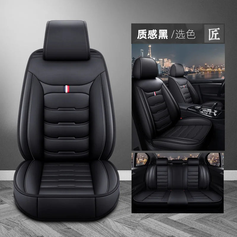 Housse de siège de voiture universelle fendue, entièrement entourée, respirante, confortable, de luxe, en cuir, coussin de siège de voiture, housse de siège complète