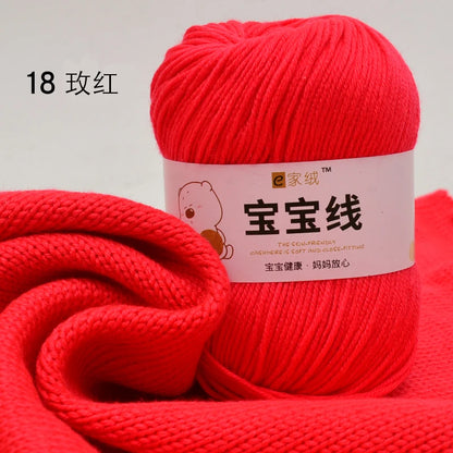 Fil spécifique pour bébé 50g, coton de lait protéiné en soie, fil de matériel de poupée de pull de chapeau tissé à la main, doux pour la peau avec une élasticité