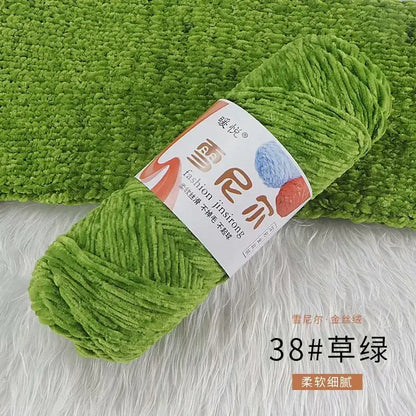 Fil de Velours en Polyester Mélangé de Coton Chenille, Crochet Ogo Doux pour Bébé, Fil Optique pour Écharpe, Bricolage Fait à la Main, 100 g/Rouleau