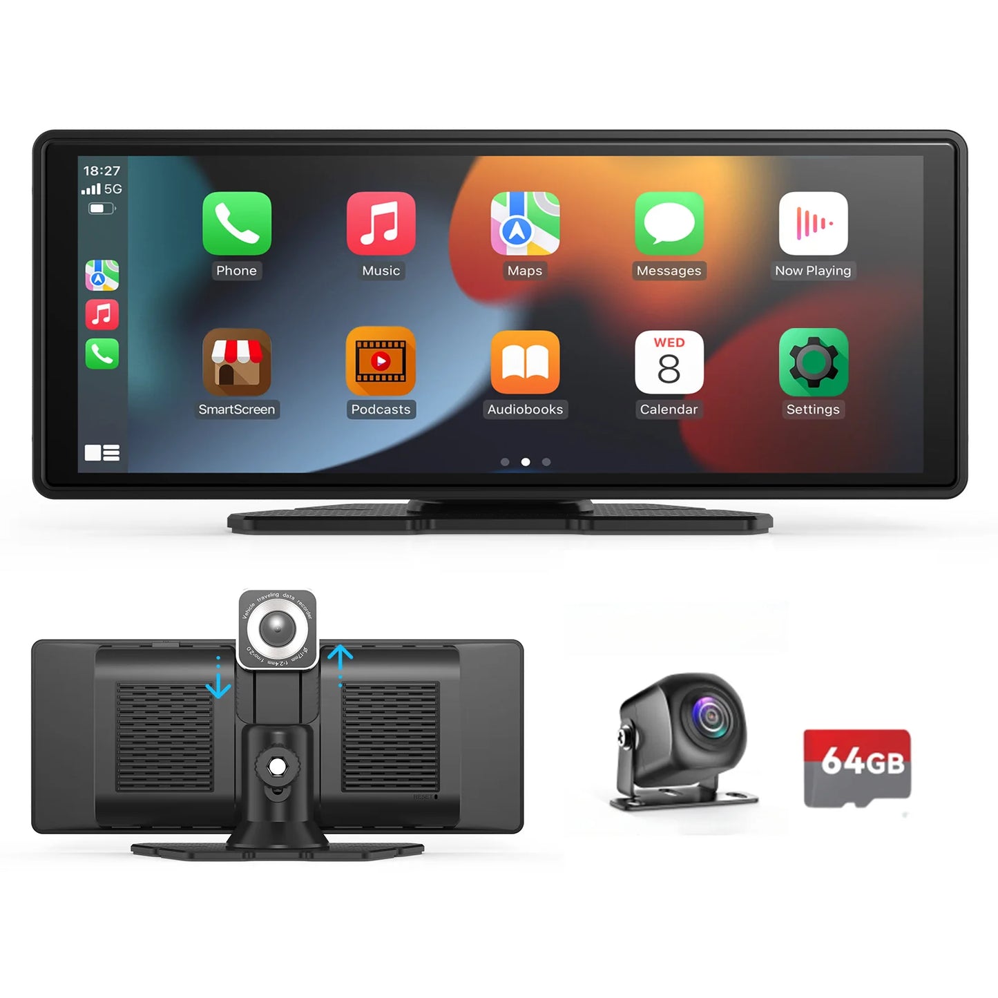Carplay portable universel pour écran de voiture, écran Carplay sans fil stéréo de voiture sans fil avec Carplay Android Auto, écran tactile de voiture