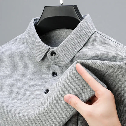 Chemise à manches longues pour hommes, Polo décontracté, couleur unie, à la mode, respirant, confortable, polyvalent, nouvelle collection