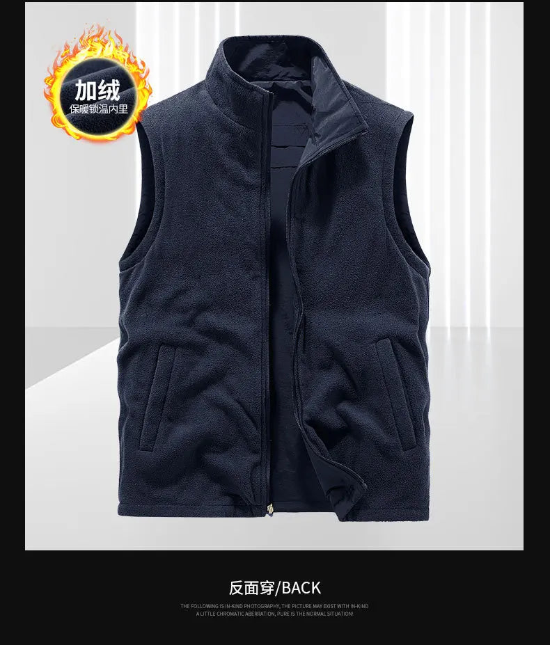 Gilets chauds en polaire pour hommes, multi-poches, vestes d'escalade sans manches, gilets Cargo pour porter des deux côtés, 6X, nouvelle collection automne
