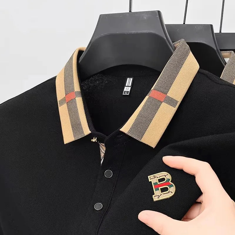Marque de luxe logo polo à manches courtes hommes été nouveau haut de gamme en soie coton respirant Paul T-shirt mode décontracté vêtements pour hommes