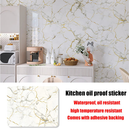 Autocollants muraux en marbre résistants à l'huile pour cuisine, 40cm, papier peint auto-adhésif résistant aux taches, haute température, décoration de la maison