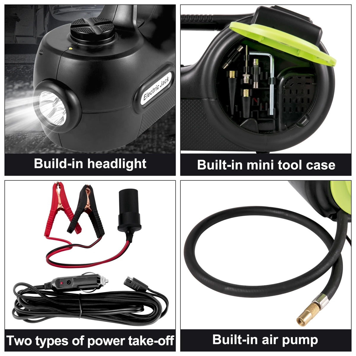 SucceBuy 5T 12V Kit de cric de voiture électrique + clé à chocs lumière LED