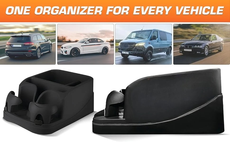 Boîte de rangement pour accoudoir de console de voiture, organisateur de compartiment de siège de voiture avec 2 porte-gobelets réglables pour le rangement et l'organisation des camions