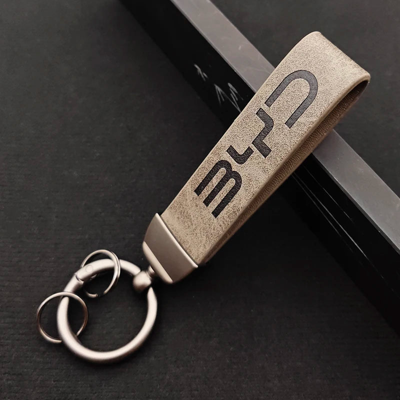Porte-clés de voiture en cuir de luxe, Logo BYD, meilleur cadeau, accessoires automobiles, 2025