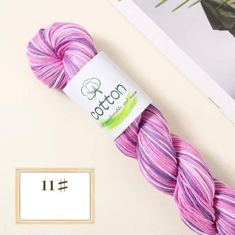 Fil dégradé 100% coton teint à la main 2mm 50g pour tricot, crochet, écharpe et pull DIY