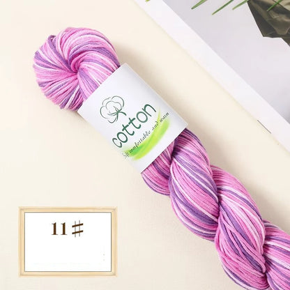 Fil dégradé 100% coton teint à la main 2mm 50g pour tricot, crochet, écharpe et pull DIY