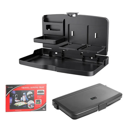 Table pliable pour siège arrière de voiture, plateau de repas multifonctionnel pour voyage en voiture avec porte-gobelet et poche de rangement, organisateur pour dossier de siège de voiture