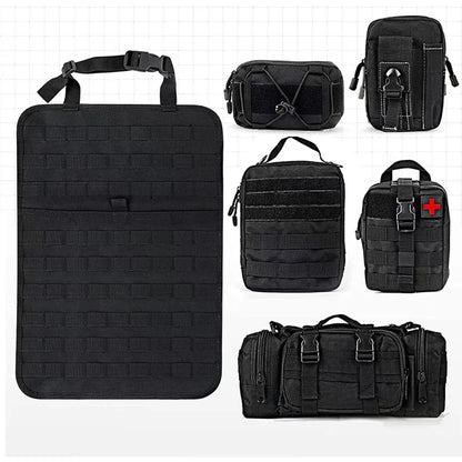 Organisateur de rangement suspendu tactique multifonction de haute qualité, 55x37CM, 600D, 6 pièces en 1, pour siège arrière de voiture