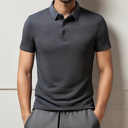 2025 hommes d'affaires décontracté à manches courtes fleur d'os couleur unie POLO mode respirant confortable été polyvalent haut