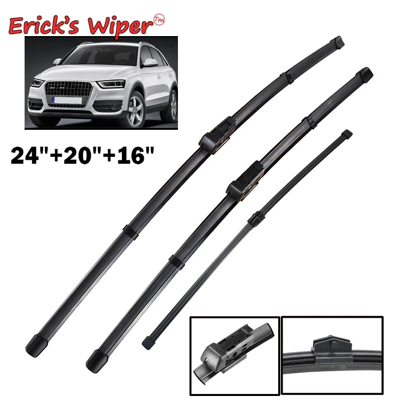 Erick's essuie-glace LHD jeu de balais d'essuie-glace avant et arrière pour Audi Q3 2011 - 2017 brosses de pluie de fenêtre de pare-brise 24 "+ 20" + 16"