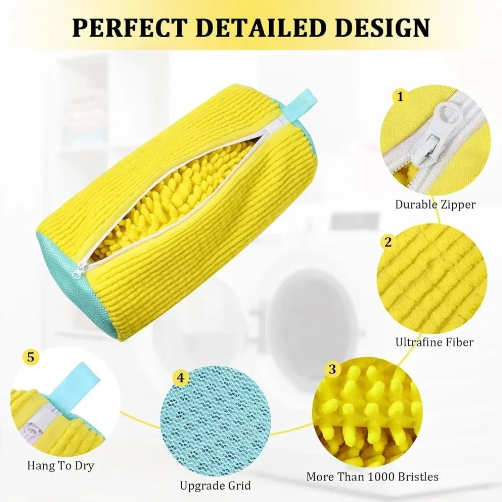 2/1 pièces sac de lavage de chaussures Machine à laver sacs à linge avec fermeture à glissière chaussures sacs de nettoyage chaussures blanchisserie Fibers moelleuses Sneaker