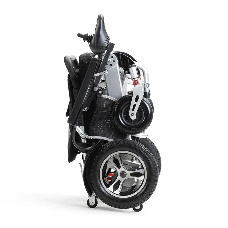 Fauteuil roulant électrique pliant automatique léger, cadre en alliage d'aluminium, avant et arrière