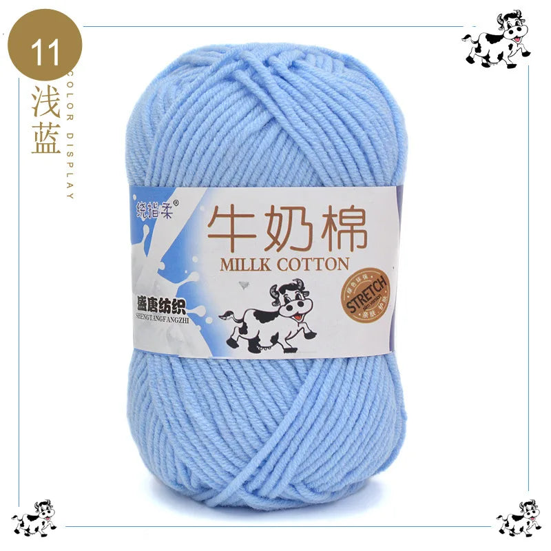 Fil à tricoter en coton au lait, 5 brins, 50g, pour bricolage de sacs de poupée, fil, écharpe, chaussettes