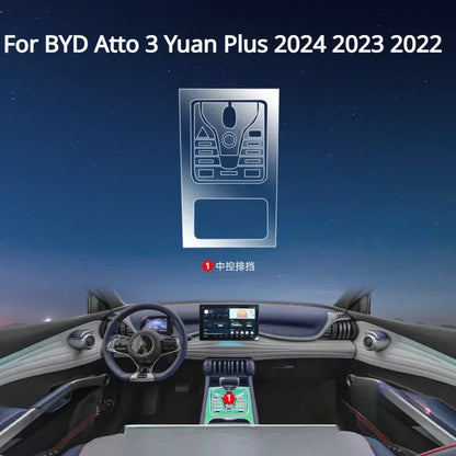 Film intérieur transparent en TPU pour panneau d'engrenage, autocollant de Protection PPF pour Console centrale BYD Atto 3 Yuan Plus 2024 2023