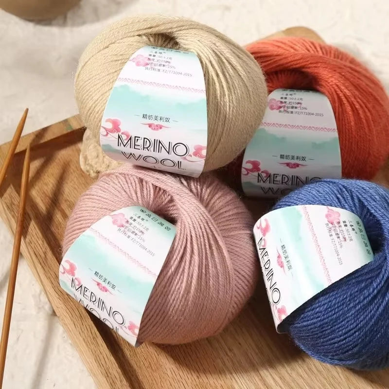 Rouleau de fil de laine mérinos pour bébé, 50 g/rouleau, 130 M/rouleau, bricolage tricoté à la main, écharpe au Crochet, vêtements, chapeaux