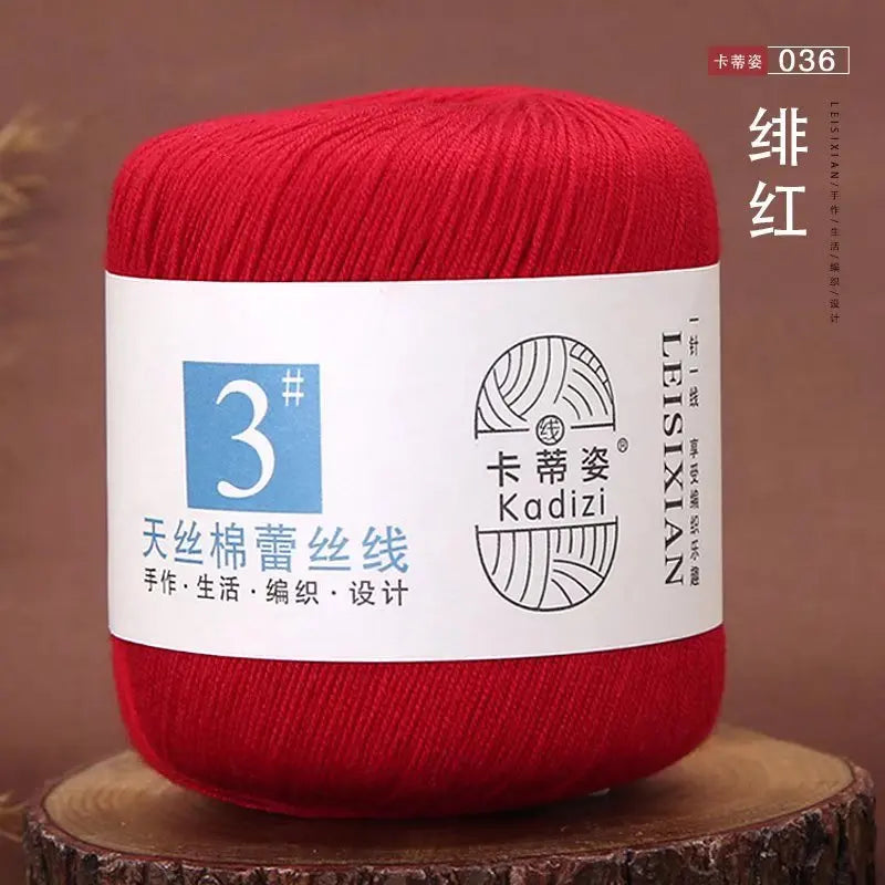 Fils de dentelle en coton mercerisé, fils de dentelle au crochet, broderie à la main, artisanat d'art, couvertures de bricolage, écharpe et pull, taille 3, # 100%
