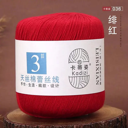 Fils de dentelle en coton mercerisé, fils de dentelle au crochet, broderie à la main, artisanat d'art, couvertures de bricolage, écharpe et pull, taille 3, # 100%