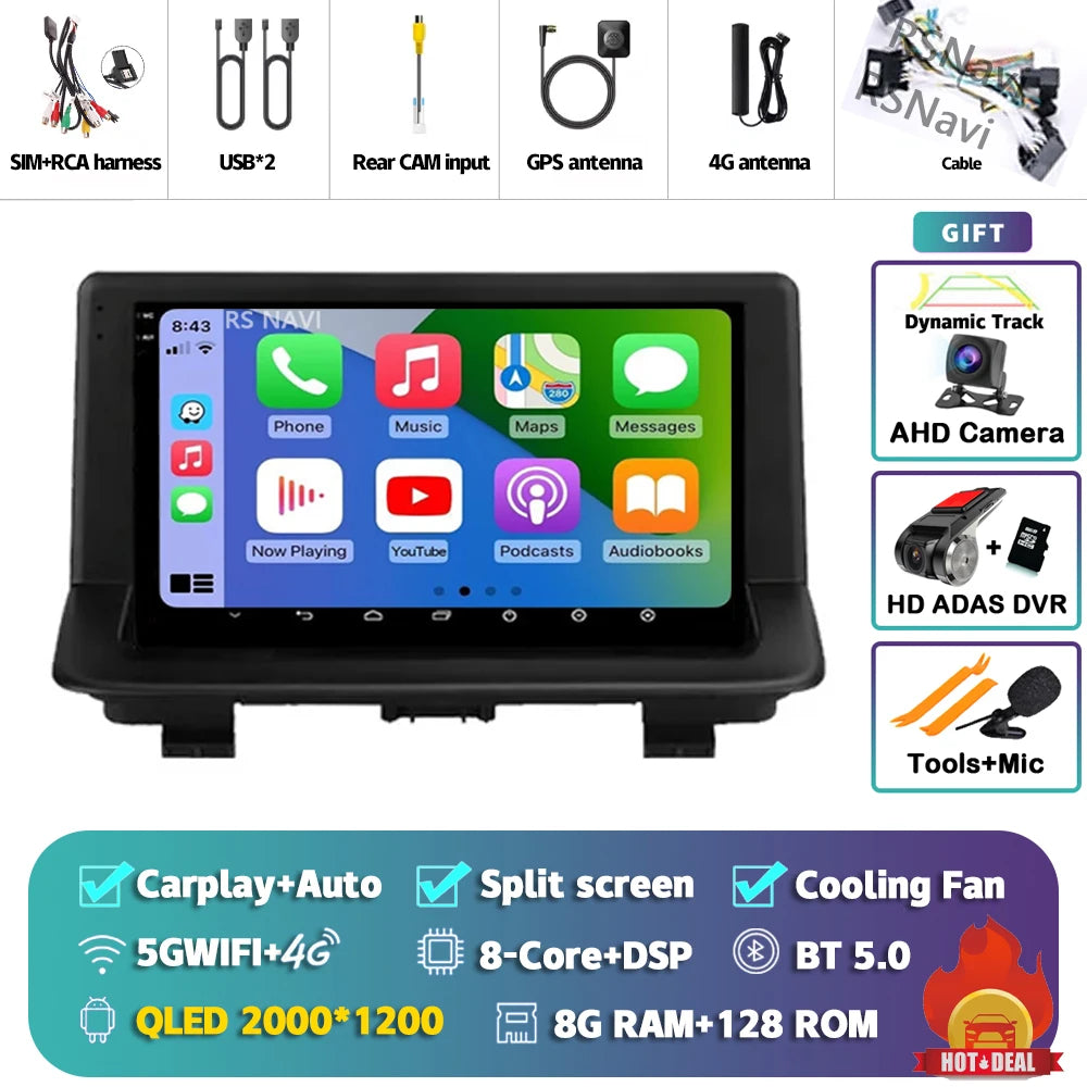 Android 15 sans fil CarPlay Auto autoradio pour Audi Q3 2012-2018 DSP lecteur vidéo multimédia GPS stéréo Autoradio unité principale WIFI