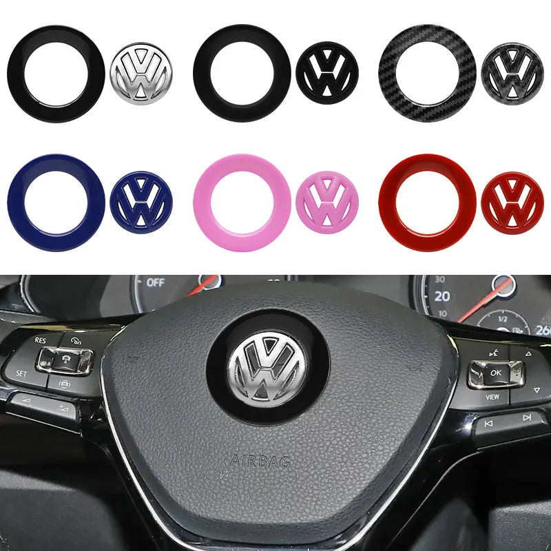 Autocollant emblème de volant de voiture ABS 40mm 61mm, pour Volkswagen VW GTI Polo Golf Caddy Jetta Sharan Passat Logo Badge accessoires