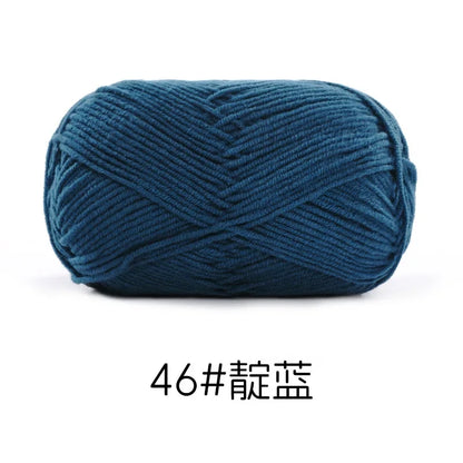 Pelote de Fil de Coton de Lait Peigné à 4 Brins, Laine Douce pour Crocheter et Tisser à la Main, 50g Chacun. 120M)
