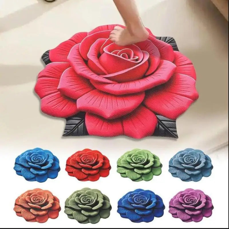 Tapis de sol en forme de fleur, tapis de sol en forme de pivoine souple, durable, 40x40cm/60x60cm, antidérapant, absorbant, pour salle de bain, salon