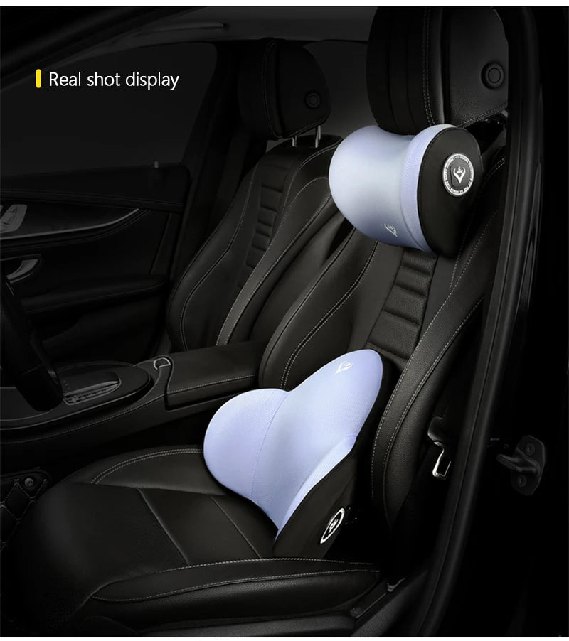 Car Electric Massage Headrest Lumbar Support Vibration Waist Lumbar Neck Pillow Backrest Cushion Car Seat Interior Accessories