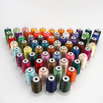Ensemble de 63 couleurs Brother, fil à broder en Polyester de qualité supérieure, 500M (550 ans), chaque bobine, Machine domestique pour Brother Babylock Janome Singer