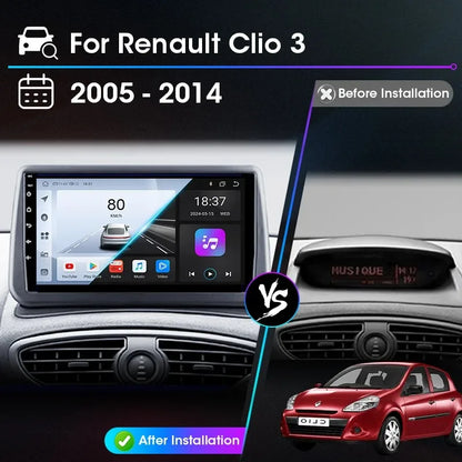 Srnubi CarPlay autoradio lecteur multimédia pour Renault Clio 3 2005 2006 2007 2008 2009 2010-2014 Android Auto GPS 2din autoradio