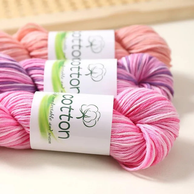 Fil dégradé 100% coton teint à la main 2mm 50g pour tricot, crochet, écharpe et pull DIY