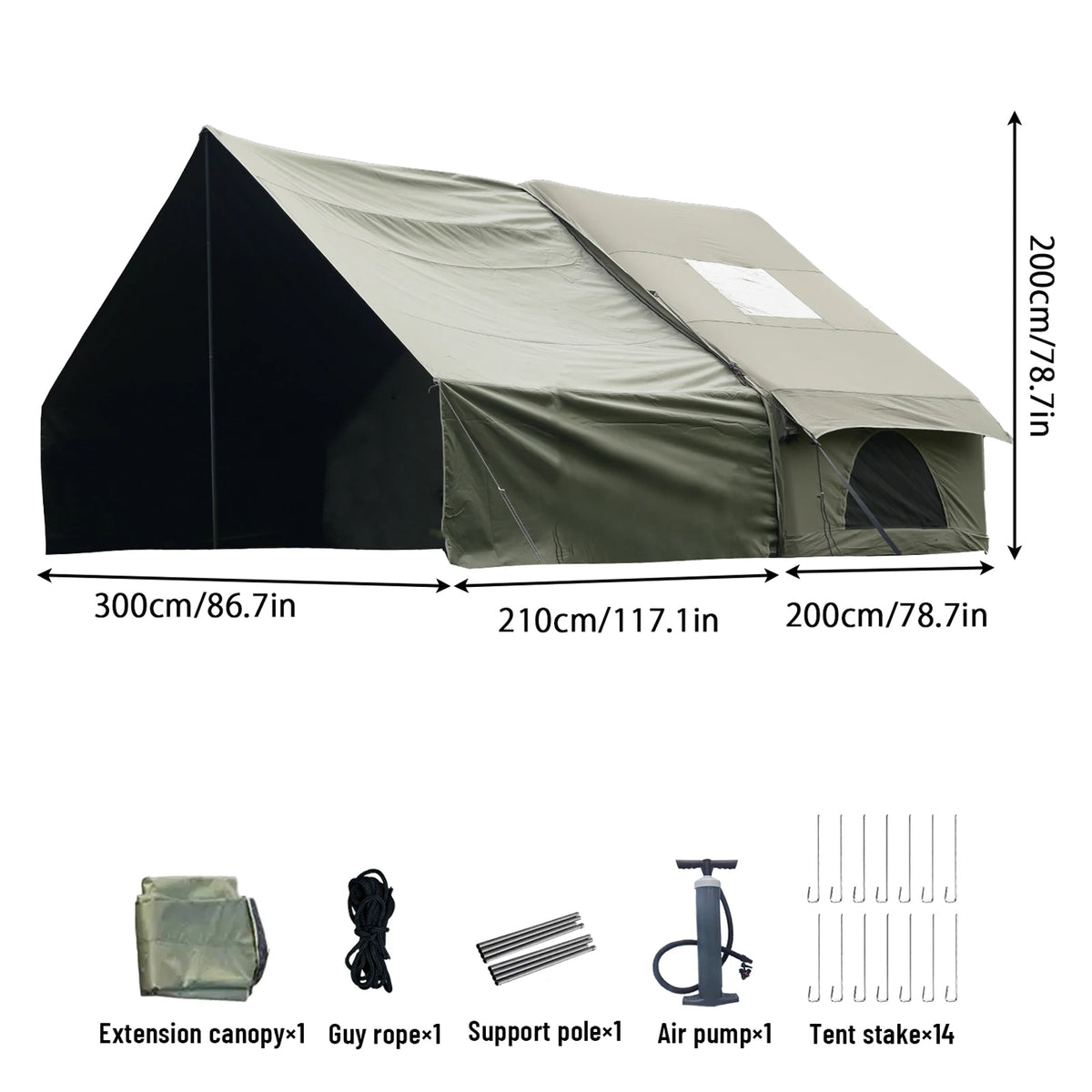 Tente de camping gonflable PAKICETUS pour 4 à 8 personnes avec fenêtres, tente de camping portable résistante à l'eau