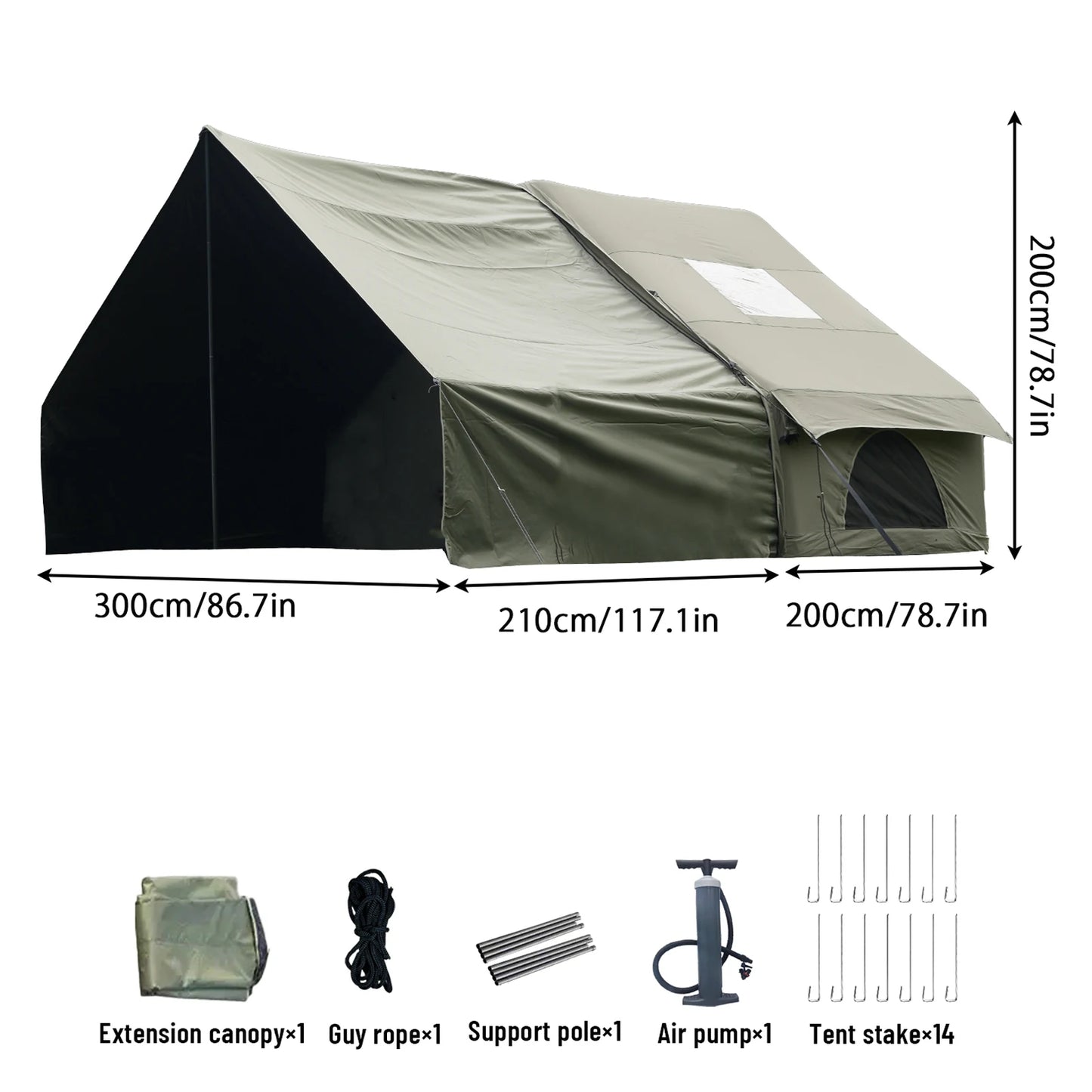 Tente de camping gonflable PAKICETUS pour 4 à 8 personnes avec fenêtres, tente de camping portable résistante à l'eau