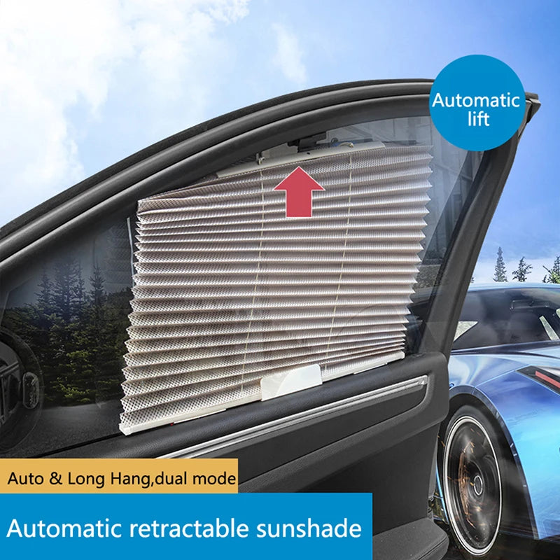 Parasol rétractable automatique pour voiture, 1 pièce, rideau de protection UV en maille pour fenêtre latérale de voiture, pare-soleil pliable