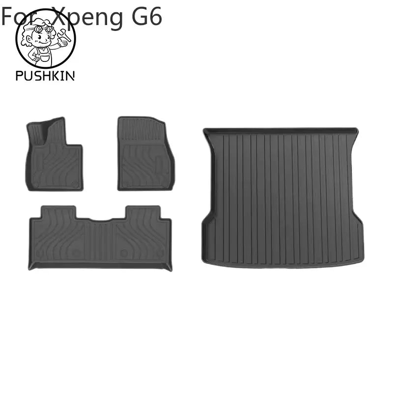 Pour Xpeng G6 2023 2024 tapis de sol tapis de coffre tous temps avant arrière tapis de doublure de chargement, imperméable anti-dérapant coussinets de pied accessoires
