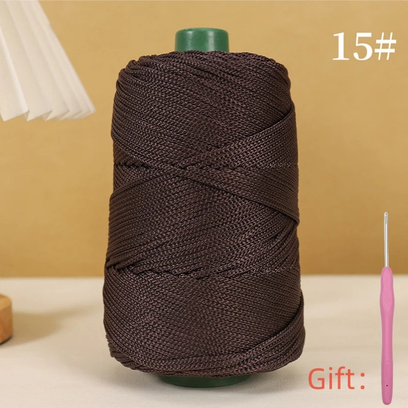 Corde légère au crochet, 250g, 3mm, fil creux cool au crochet, chapeau de soleil d'été, tricot à la main, fils épais, sac, coussin de chapeau